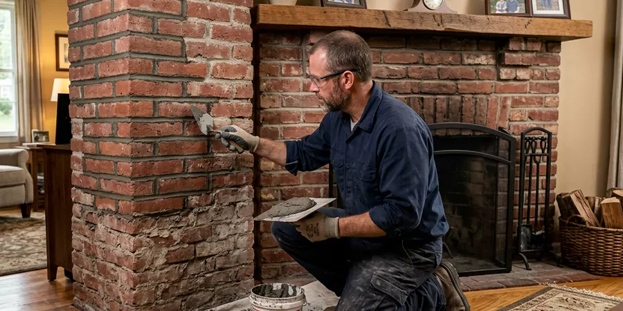 Repointing Brick Fireplace Compton