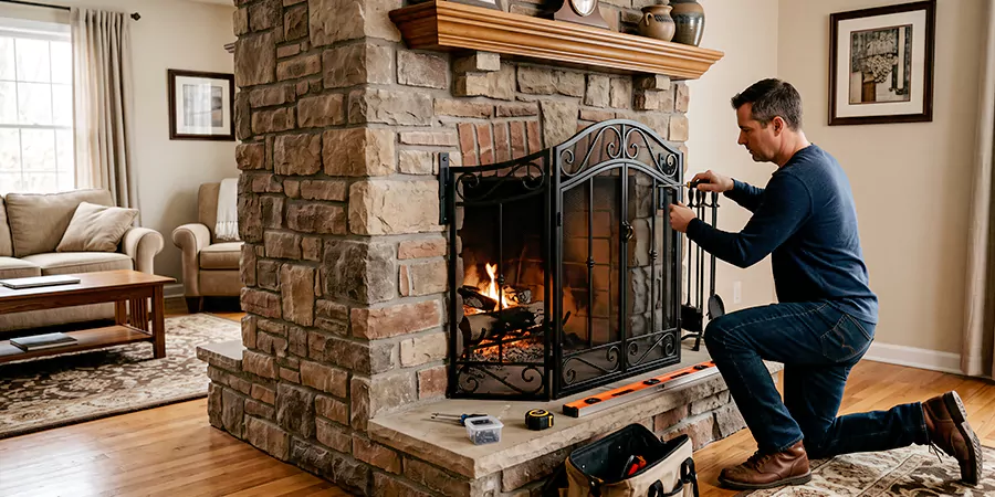Custom and Decorative Fireplace Screen Installation Compton